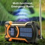 Cargador Solar para Movil, FM/Am Radio Portátil de Emergencia con Manivela y 5000mAh Powerbank y Altavoz Bluetooth Linterna LED