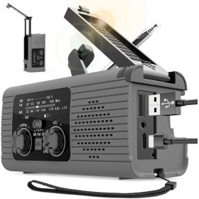 Radio de manivela de energía Solar,Radio de manivela Solar | Radio Am/FM/NOAA con Pilas,Radio de Alarma SOS, Banco de energía de