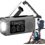 Radio de manivela de energía Solar,Radio de manivela Solar | Radio Am/FM/NOAA con Pilas,Radio de Alarma SOS, Banco de energía de