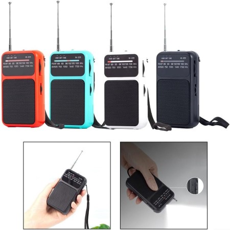 Hasaller Radio pequeña portátil de bolsillo con transistor de batería, radio AM, FM, SW, batería, radio digital, radio de