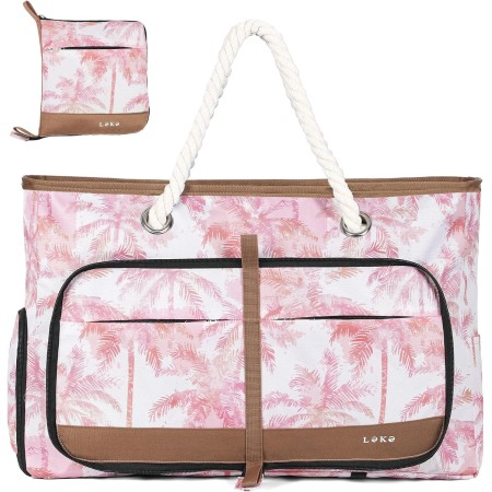 Lekespring Bolsa Playa Grande XXL Familiar con Cremallera Bolsa de Viaje, Impermeable Shopper Bolso de Hombro para Mujer, Bolsa