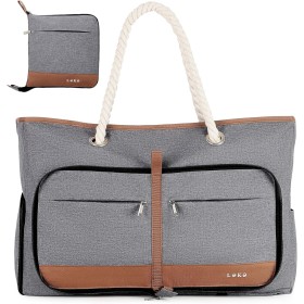 Lekespring Bolsa Playa Grande XXL Familiar con Cremallera Bolsa de Viaje, Impermeable Shopper Bolso de Hombro para Mujer, Bolsa