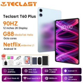 Teclast T60 Plus Android 14 Tablet 12 "2K 90Hz IPS 6 + 128GB Helio G88