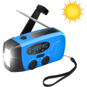 Radio Manivela Emergencia, Radio Meteorológica NOAA Am/FM Autoalimentada con Batería Externa 2000mAh, Cargador Teléfono Celular,
