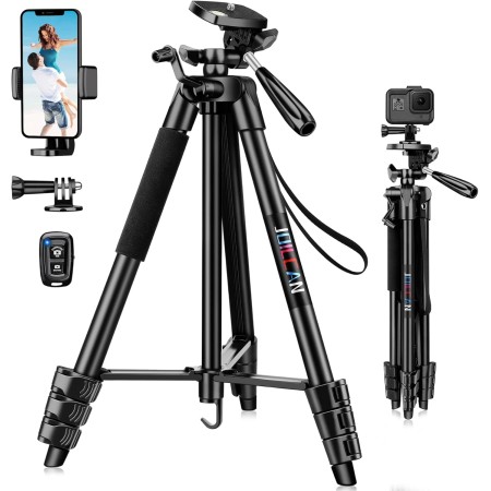 JOILCAN Tripode para Movil 161cm, Trípode para Móviles de Aluminio Extensible con Control Remoto, Palo Selfie Tripode con