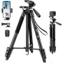 JOILCAN Tripode para Movil 161cm, Trípode para Móviles de Aluminio Extensible con Control Remoto, Palo Selfie Tripode con