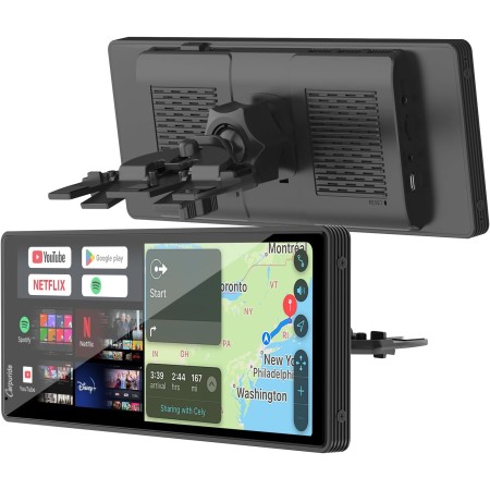 Carpuride W904 Wireless Carplay & Android Auto con Dash CAM - Pantalla táctil IPS HD de 10" para Coche, cámara Frontal 4K y