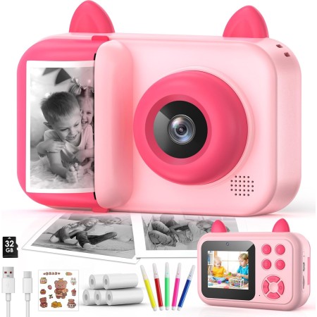 Singphere Cámara de Fotos Infantil Instantáneas, Regalo para niñas y niños de 3 a 12 años, Camara Fotos Infantil de 1080P con