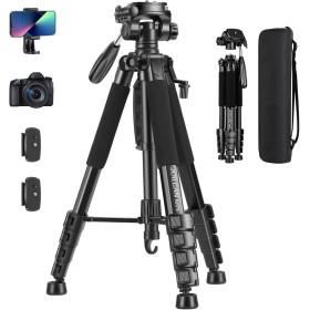 JOILCAN 187cm Trípode Ligero Cámara, Aluminio, para Canon Nikon Sony con Cabezal Giratorio Desmontable de 3 vía, con Soprtre de