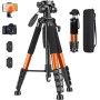 JOILCAN 187cm Trípode Ligero Cámara, Aluminio, para Canon Nikon Sony con Cabezal Giratorio Desmontable de 3 vía, con Soprtre de