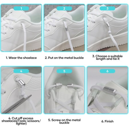 NEEKFOX - Premium No Tie Elastic Shoelaces - Rubber Shoelaces with Capsules - 3 Pairs of Quick Release Laces - Rubber Laces for