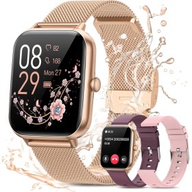 RUXINGX Reloj Inteligente Mujer con Llamadas, 1.83" Smartwatch con 3 Correas, Función Femenina/24H Pulsometro/SpO2/Monitor de