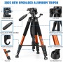 JOILCAN 187cm Trípode Ligero Cámara, Aluminio, para Canon Nikon Sony con Cabezal Giratorio Desmontable de 3 vía, con Soprtre de