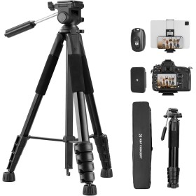 K&F Concept Tripode para Movil 190cm S255A3+BV01 Trípode Ligero Portátil de Tubo Perfilado de 5 Lados para DSLR, Cámara Réflex