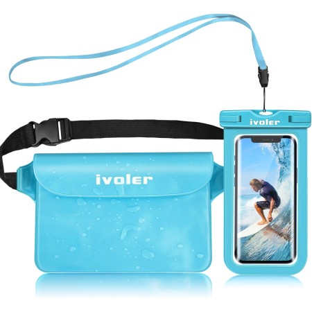 ivoler Set de Bolsa Waterproof con Riñonera Impermeable Bolsa Cintura y Funda Móvil Impermeable para Playa Natación Canotaje