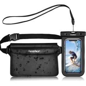 ivoler Set de Bolsa Waterproof con Riñonera Impermeable Bolsa Cintura y Funda Móvil Impermeable para Playa Natación Canotaje