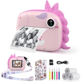 HiMont Cámara de Fotos Instantáneas para Niños con Papel de Impresión y Tarjeta SD de 32G,20MP, Cámara de Fotos para Niños con