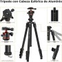 K&F Concept Trípode Cámara,163CM Trípode Viaje Cámara,Trípode Ligero en Aluminio, Trípode de Movil con Soporte de Teléfono,