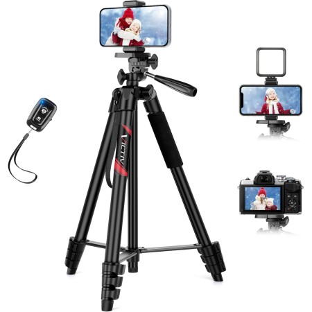 Victiv 162cm Tripode para Movil Alto, Trípode Portátil con Mando a Distancia y Soporte para Teléfono Móvil, Aluminio Palo Selfie