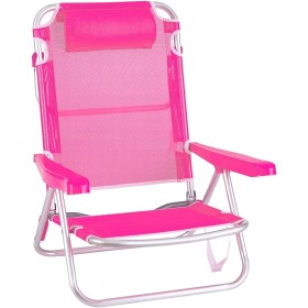LOLAhome Silla Playa Plegable | Ligera Portátil | Baja y Reclinable de 4 Posiciones con cojín | para Camping, Piscina, Terraza o