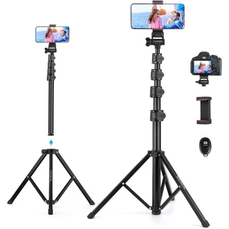 Victiv 197cm Palo Selfie Tripode Movil Alto, Tripode para Movil con 25cm Cuello de Cisne& Mando a Distancia y Soporte para