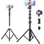 Victiv 197cm Palo Selfie Tripode Movil Alto, Tripode para Movil con 25cm Cuello de Cisne& Mando a Distancia y Soporte para