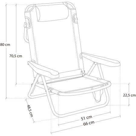 LOLAhome Silla Playa Plegable | Ligera Portátil | Baja y Reclinable de 4 Posiciones con cojín | para Camping, Piscina, Terraza o