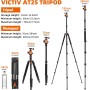 Victiv 78.7"/ 200cm Tripode Camara, Trípode Cámara Reflex de Viaje Ligero y Compacto de Aluminio, Tripode para Movil Panorámico