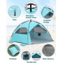 Glymnis Tienda de Playa para 4 – 6 Personas, Carpa de Playa Hidráulica Automática Portátil Protección Solar UPF 50+/80+
