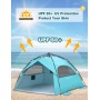 Glymnis Tienda de Playa para 4 – 6 Personas, Carpa de Playa Hidráulica Automática Portátil Protección Solar UPF 50+/80+