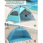 Glymnis Tienda de Playa para 4 – 6 Personas, Carpa de Playa Hidráulica Automática Portátil Protección Solar UPF 50+/80+