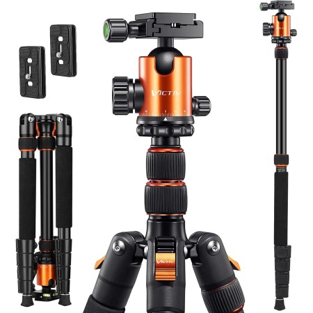 Victiv 78.7"/ 200cm Tripode Camara, Trípode Cámara Reflex de Viaje Ligero y Compacto de Aluminio, Tripode para Movil Panorámico