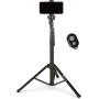 Amazon Basics Trípode extensible hasta 162 cm para smartphones iPhone, modo palo selfie y modo trípode para teléfono, color