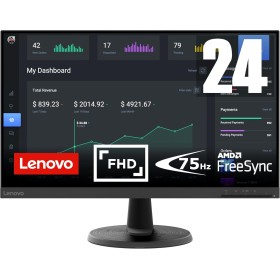 Lenovo D24-45 - Monitor 24" FullHD (VA, 75Hz, 4ms, HDMI, VGA, Cable HDMI, FreeSync) Ajuste de inclinación - Negro