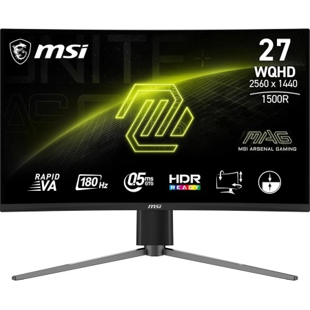 MSI mag 27CQ6PF Monitor Curvo Gaming WQHD 27 Pulgadas, 1500R 2560 x 1440 Rapid VA Panel, 180 Hz / 0.5ms (GtG, Min.),