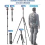 CAMBOFOTO Trípode Fotográfico Profesional 173cm, Trípode Portátil 173cm/Monopié 180cm, Rótula de Bola 360°, Trípode de Aluminio