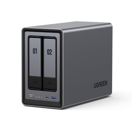 UGREEN NASync DXP2800, NAS de Escritorio de 2 bahías, CPU Intel N100 de Cuatro núcleos, 8 GB de RAM DDR5, 2,5 GbE, 2 Ranuras M.2