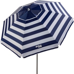 Aktive 62224 - Sombrilla de playa grande, Ø200 cm, Con techo de ventilación, protección UV 50, diseño a rayas marineras, mástil