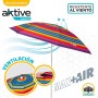 Aktive 62224 - Sombrilla de playa grande, Ø200 cm, Con techo de ventilación, protección UV 50, diseño a rayas marineras, mástil