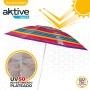 Aktive 62224 - Sombrilla de playa grande, Ø200 cm, Con techo de ventilación, protección UV 50, diseño a rayas marineras, mástil