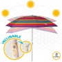Aktive 62224 - Sombrilla de playa grande, Ø200 cm, Con techo de ventilación, protección UV 50, diseño a rayas marineras, mástil