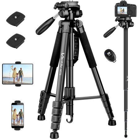 Victiv 194cm Tripode Camara, Tripode para Movil Alto de Viaje Compacto de Premium Aluminio, Trípode Cámara Reflex para Canon