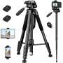 Victiv 194cm Tripode Camara, Tripode para Movil Alto de Viaje Compacto de Premium Aluminio, Trípode Cámara Reflex para Canon