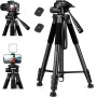 JOILCAN Tripode para Movil, Aluminio Trípode Cámara para Canon Nikon Sony DSLR Cámara, Trípode Ligero Portátil con Soporte para