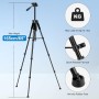 JOILCAN Tripode para Movil, Aluminio Trípode Cámara para Canon Nikon Sony DSLR Cámara, Trípode Ligero Portátil con Soporte para