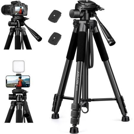 JOILCAN Tripode para Movil, Aluminio Trípode Cámara para Canon Nikon Sony DSLR Cámara, Trípode Ligero Portátil con Soporte para