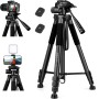 JOILCAN Tripode para Movil, Aluminio Trípode Cámara para Canon Nikon Sony DSLR Cámara, Trípode Ligero Portátil con Soporte para