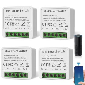 4 módulos de interruptor de luz inteligente de 2 vías, mini interruptor WiFi DIY encaja detrás del interruptor de pared, módulo