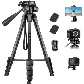 Victiv 172cm Trípode Cámara, Trípode Portátil de Aluminio, Trípode Movil para iPhone con Soprtre de Teléfono & Control Remoto,
