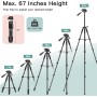 Victiv 172cm Trípode Cámara, Trípode Portátil de Aluminio, Trípode Movil para iPhone con Soprtre de Teléfono & Control Remoto,
